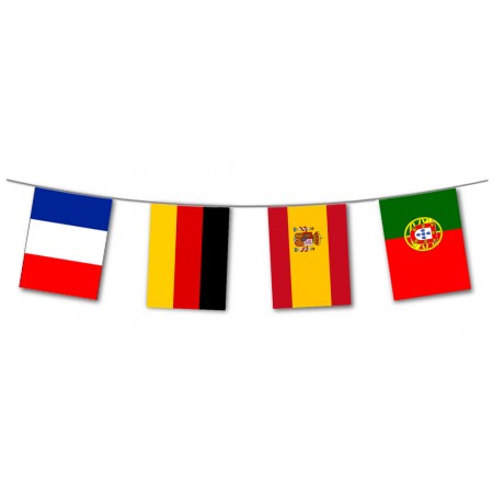 Guirlande pays participants x 29 nations Monde- fanions 14 x 21 - tissu - 10,5 m