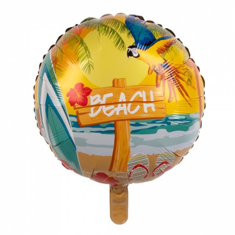 Ballon mylar Beach - Diam 45cm - Aluminium (paille de gonflage incluse)