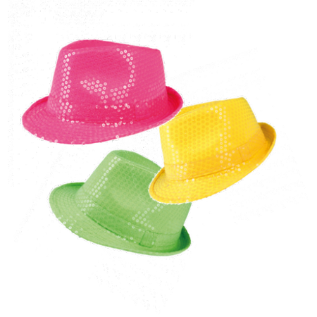 Chapeau à sequins fluo (diff. couleurs possibles) - Taille adulte