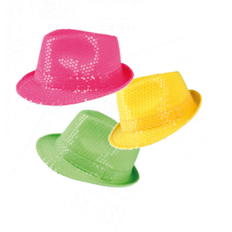 Chapeau à sequins fluo (3 couleurs possibles) - Taille adulte