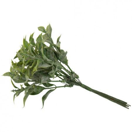 Bouquet de 10 mini branches de sauge verte givré 15 cm