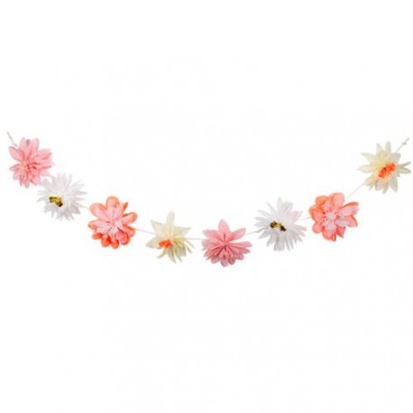 Guirlande de fleurs papier de soie rose pastel - Long. 350cm