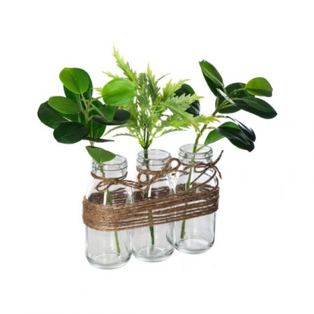 Lot de 3 Plantes Artificielles dans vases 18 x 25 cm