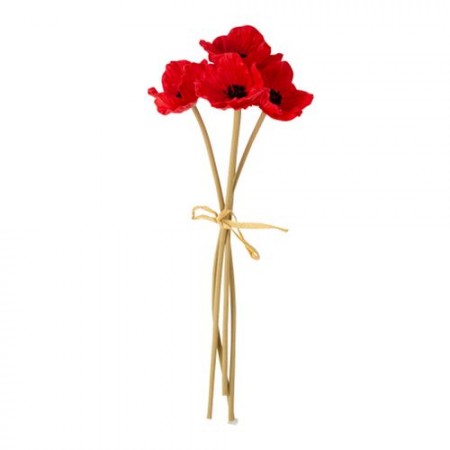 Bouquet de 4 coquelicots rouges - Haut. 35cm