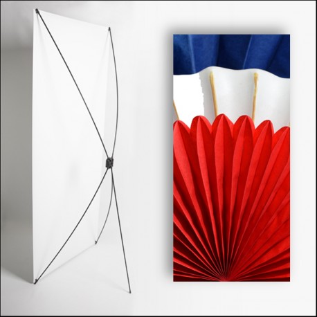 Kakemono bleu blanc rouge  - 180 x 80 cm - Toile M1 avec structure  X- Banner