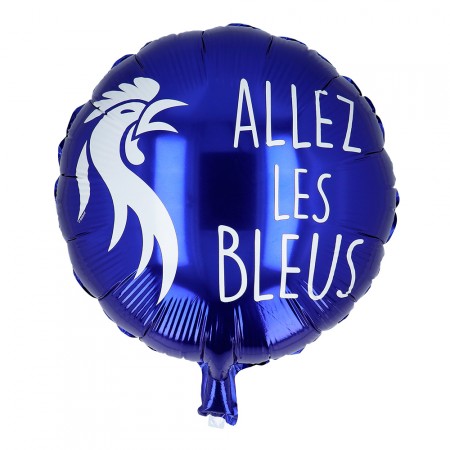 Ballon mylar Allez les Bleus aluminium - Diam. 45cm