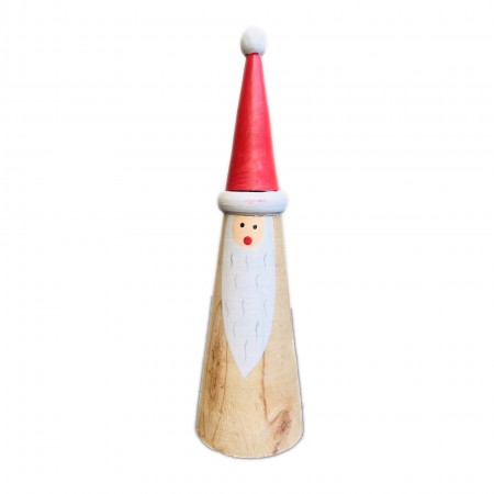 Père Noel conique en bois - Haut 23cm