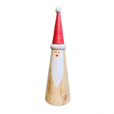 Père Noel conique en bois - Haut 23cm