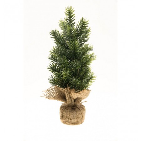 Sapin effet givré sac en jute - 30cm