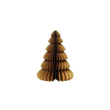 Sapin alvéolé beige et or - papier - Haut 40 cm