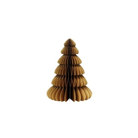 Sapin alvéolé beige et or - papier - Haut 40 cm