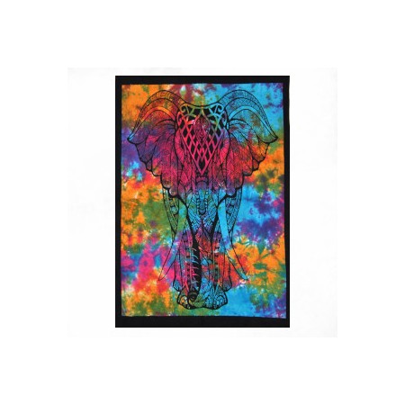 Tenture multicolore éléphant tissu - 110 x 70cm