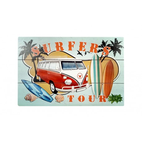 Plaque en bois SURFERS TOUR - 60 x 40cm