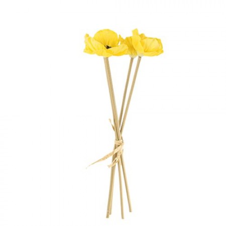 Bouquet de 4 Coquelicots Jaunes 35 cm