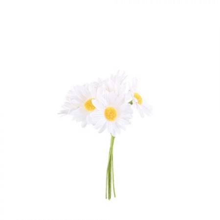 Lot de 6 Marguerites sur Tige Blanche et Jaune 12 cm