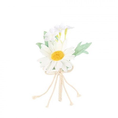 Bouquet de Marguerite et Jasmin  et   Nœud Ficelle Beige - Haut.12,5 cm