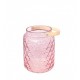 Photophore en verre rose pastel avec anse - 18 x 26.7cm