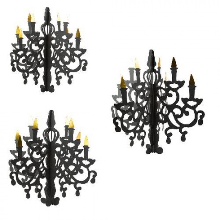 Lot de 3 chandeliers noirs à suspendre - papier Diam. 35-45-55cm