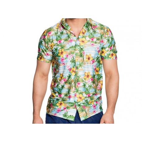 Chemise à fleurs exotiques en polyester - Taille XL