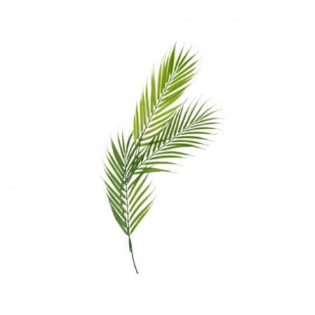 Branche de 3 feuilles de palmier verte - 30 cm sur tige de 42 cm PVC