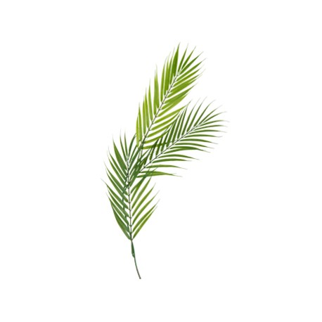 Branche de 3 feuilles de palmier verte - 30 cm sur tige de 42 cm PVC