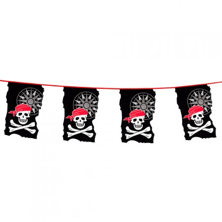 Guirlande Pirate 18 fanions 24 x 35cm - plastique Long. 10m (recto)