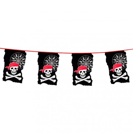 Guirlande Pirate 18 fanions 24 x 35cm - plastique Long. 10m (recto)