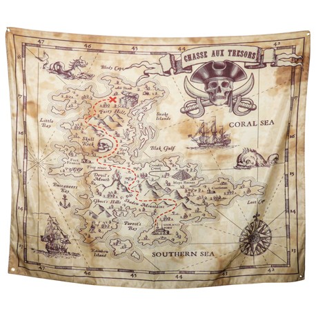 Poster Chasse aux Trésors Pirate en tissu - 150 x 190 cm