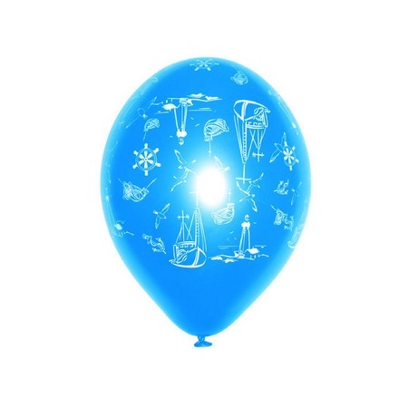 Ballon bleu motif mer x8 - Diam. 29cm