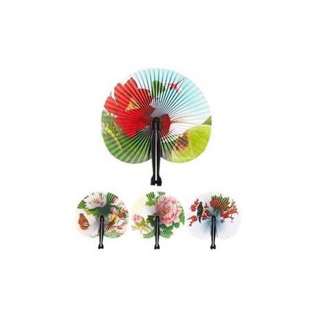 Eventail asiatique en papier Diam 23cm - 4 styles assortis