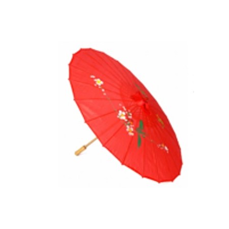 Ombrelle rouge - bambou/tissus- L 53cm - Diam. 80cm