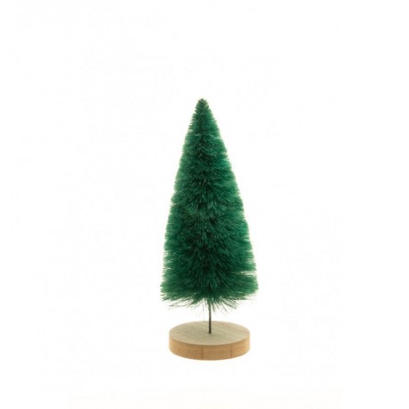 Sapin vert sur socle bois 11 x 24cm