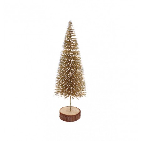 Sapin or et blanc sur socle bois 6 x 21cm