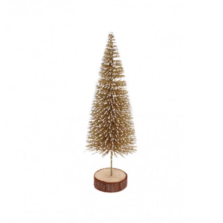 Sapin or et blanc sur socle bois 6 x 21cm