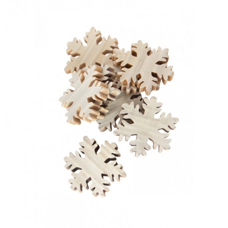 Lot de 12 flocons de neige en bois 4cm