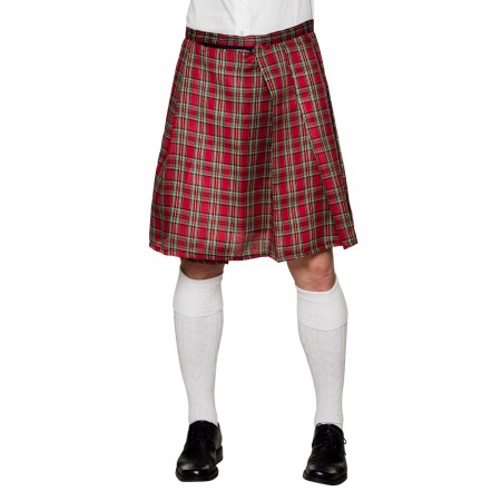 Kilt à carreaux rouge / Polyester - Taille adulte XL