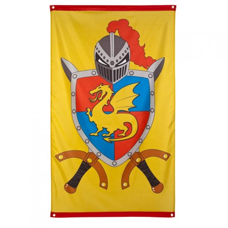 Drapeau chevaliers et dragons - tissu - 150 x 90cm