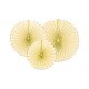 Lot de 3 éventails jaune pastel et or - carton 40-32-23cm