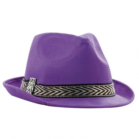 Chapeau Funky violet polyester - taille adulte - Haut. 13cm Diam. 29cm