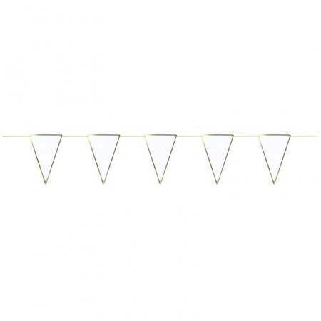 Guirlande fanions blanc et or - carton Long. 300cm