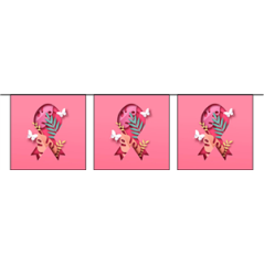 Guirlande Octobre Rose - 10 fanions 21 x 21 cm papier Long 420cm