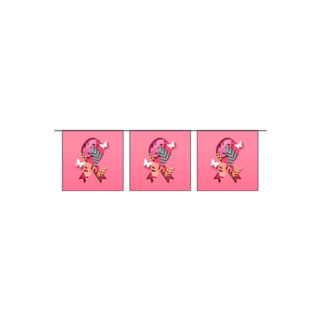 Guirlande Octobre Rose - 10 fanions 21 x 21 cm papier Long 420cm