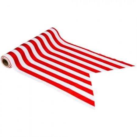 Chemin de table rayé rouge et blanc tissu 28cm x 5m