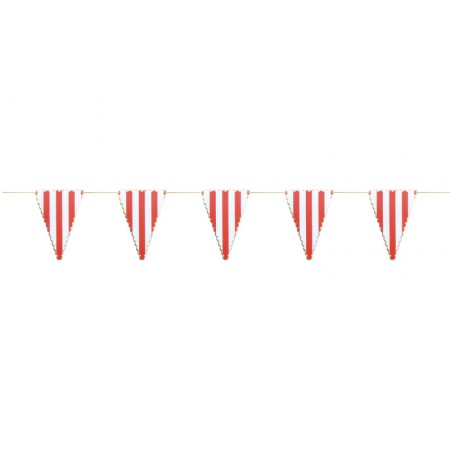 Guirlande fanions rayés rouge et blanc - carton Long. 300cm