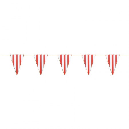 Guirlande fanions rayés rouge et blanc - carton Long. 300cm