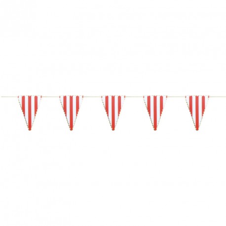 Guirlande fanions rayés rouge et blanc - carton Long. 300cm