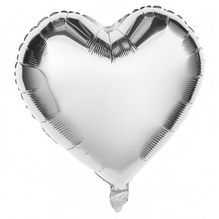Ballon coeur argent métallisé - 45cm