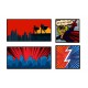 Mobiles Super Heros x 4 - Recto Verso - Carton - 47 X 27 et 30 x 30 cm