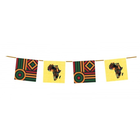 Guirlande Afrique - 10 fanions papier - Long 4m50