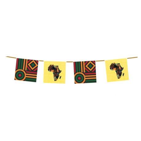 Guirlande Afrique - 10 fanions papier - Long 4m50